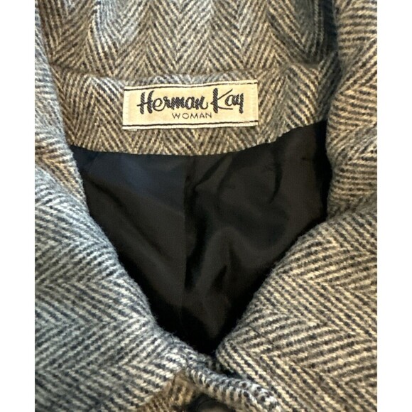 VTG Herman Kay Women's Gray Tweed  Wool Blend Button Front Pea Coat Sz 22P - Picture 6 of 13